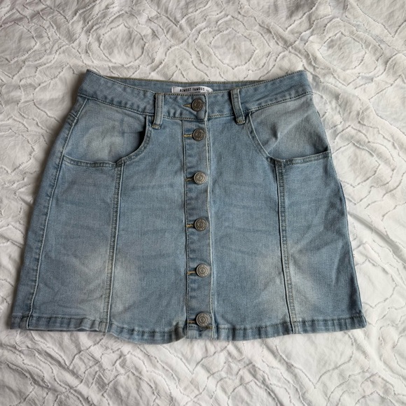 Almost Famius High Rise Denim Skirt with Front Buttons - Picture 1 of 5